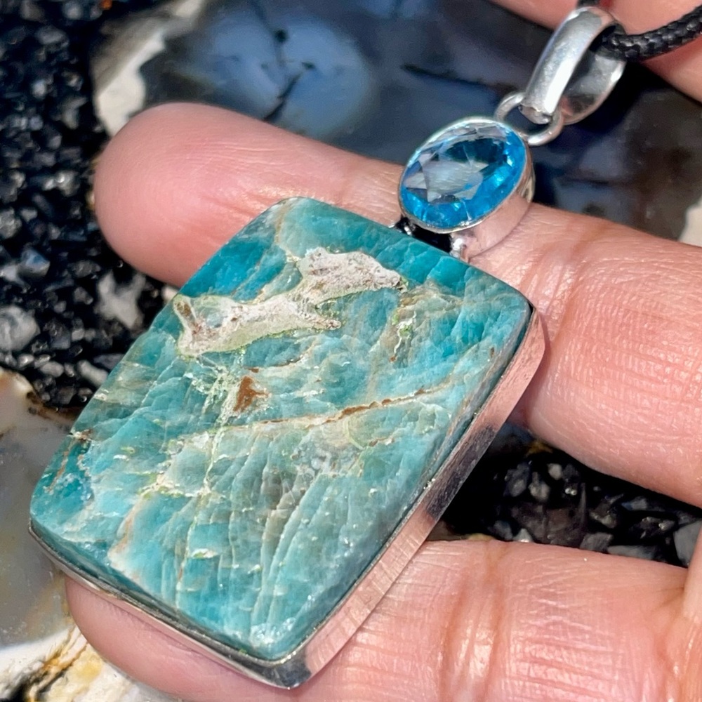 Blue Apatite Pendant 2 1/2”
